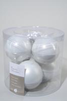 6 kerstballen winterwit emaille 80 mm KSD - Ksd - thumbnail