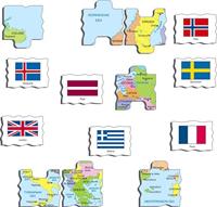 Selecta Larsen kaart europa met vlaggen, 70st. - thumbnail