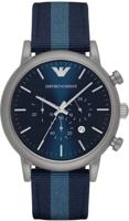 Horlogeband Armani AR1949 Leder/Textiel Blauw 22mm - thumbnail