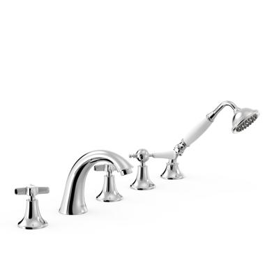 Badrandkraan Tres Clasic Mengkraan Gebogen Incl. Omstelknop en Handdouche Chroom Tres