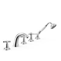 Badrandkraan Tres Clasic Mengkraan Gebogen Incl. Omstelknop en Handdouche Chroom Tres - thumbnail