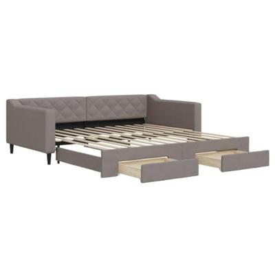 Slaapbank met onderschuifbed en lades 100x200 cm stof taupe