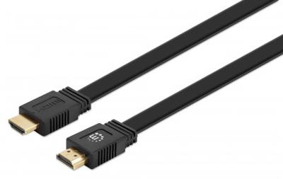 Manhattan HDMI Aansluitkabel HDMI-A-stekker, HDMI-A-stekker 3.00 m Zwart 355629 4K UHD, Afgeschermd (dubbel), Plat, Platte uitvoering HDMI-kabel