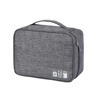 Digitale kabel tas mannen draagbare reizen gadgets Pouch Power snoer lader headset organisator (grijs)
