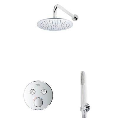 Grohe - Adema Rise Regendoucheset - Inbouw - 2 functies - met Adema Rise hoofddouche 20cm - staafhanddouche - wandarm - Grohe Grohtherm inbouwthermostaat - chroom sw105953 SW104917 SW720559 SW696254 SW542643 SW496