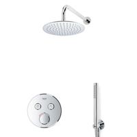 Grohe - Adema Rise Regendoucheset - Inbouw - 2 functies - met Adema Rise hoofddouche 20cm - staafhanddouche - wandarm - Grohe Grohtherm inbouwthermostaat - chroom sw105953 SW104917 SW720559 SW696254 SW542643 SW496 - thumbnail