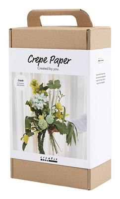 Creativ Company Maxi hobbyset crêpepapier, bloemenboeket, lichtgroen, donkergroen, pastel groen, wit, 1 doos
