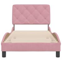 Bedframe met hoofdeinde fluweel roze 80x200 cm - thumbnail