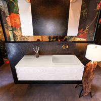 Badkamermeubelset Mondiaz Erin 120 cm met 1 Lade met RIDGE Wastafel Rechts Linen Zonder Kraangaten Greeploos Mat Underlayment - thumbnail