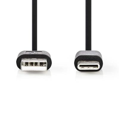 USB 2.0-Kabel | Type-C Male - A Male | 0,1 m | Zwart