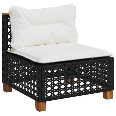 8-delige Loungeset met kussens poly rattan zwart - thumbnail