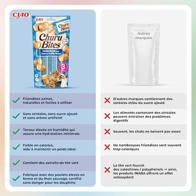 INABA Churu Bites Kip met tonijn en sint-jakobsschelpen - kattensnoepje - 3x10 g