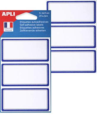 Agipa schooletiketten ft 75 x 34 mm (b x h), 24 etiketten per etui, blauwe rand