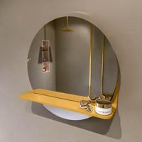 MONDIAZ SPOT spiegel rond 50cm met Spiegelplanchet kleur Ocher. - thumbnail