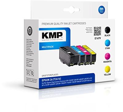KMP Inktcartridge vervangt Epson 26, T2616, T2601, T2612, T2613, T2614 Compatibel Combipack Zwart, Cyaan, Magenta, Geel E167V 1626,4850 KMP Inktcartridge vervangt Epson 26, T2616, T2601, T2612, T2613, T2614 Compatibel Combipack Zwart, Cyaan, Magenta, Geel E167V 1626,4850