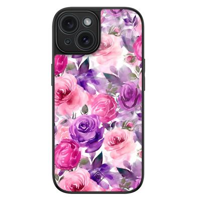 iPhone 15 glazen hardcase - Rosy blooms