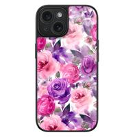 iPhone 15 glazen hardcase - Rosy blooms - thumbnail