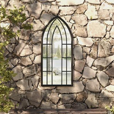 Tuinspiegel 100x45 cm ijzer zwart