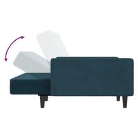 Slaapbank 2-zits fluweel blauw - thumbnail