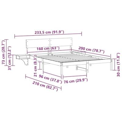 Bedframe met nachttafels met hoofdeinde Wasbruin 160 x 200 cm Bedframe met nachttafels met hoofdeinde Wasbruin 160 x 200 cm
