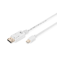 Digitus AK-340102-020-W DisplayPort-kabel Mini-displayport / DisplayPort Adapterkabel Mini DisplayPort-stekker, DisplayPort-stekker 2.00 m Wit - thumbnail
