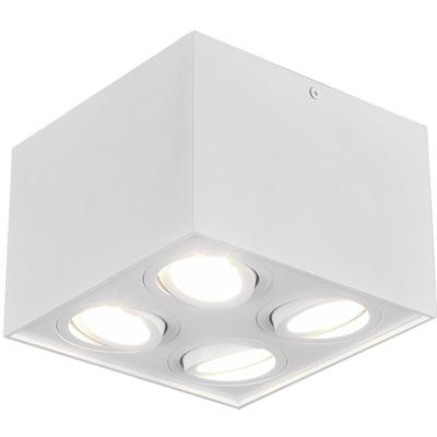 LED Plafondspot Vierkant Mat Wit - 4-lichts GU10 Fitting Aluminium