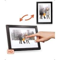 Pora&co Digitale Fotolijst met WiFi & Frameo App 8 inch, zwart hout / wit - thumbnail