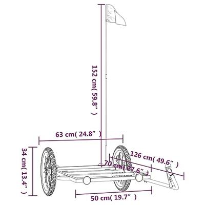 VidaXL Fietstrailer 126x63x34 cm ijzer zwart - thumbnail