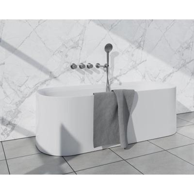 Fortifura Nebbio Badcombinatie-set - thermostaatkraan - wandaansluitbocht met handdouchehouder - metalen doucheslang - ronde handdouche - uitloop - geborsteld RVS SW1183066 2x SW1183076 2x SW1183079 SW542645 SW706