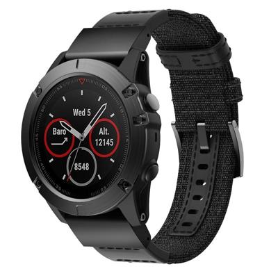 Canvas en lederen polsband horlogeband voor Garmin Fenix5x plus Fenix3 polsband maat: 150 + 110mm (zwart) Canvas en lederen polsband horlogeband voor Garmin Fenix5x plus Fenix3 polsband maat: 150 + 110mm (zwart)