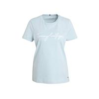 Tommy Hilfiger T-shirt met tekst en borduursels lichtblauw/wit - thumbnail