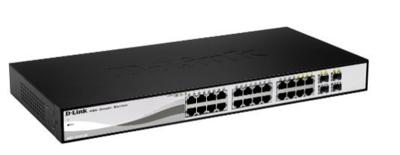 D-Link DGS-1210-26/E 26-poorts Gigabit Smart Switch (24 x 10/100/1000 Mbit/s Base-T-poorten, 2 x 100/1000 Mbit/s SFP-poorten) - alleen EU-netsnoer