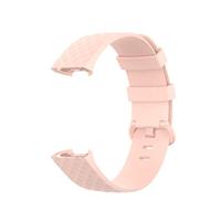 Fitbit Charge 3 & 4 siliconen diamant pattern bandje - Maat: Small - licht roze - thumbnail