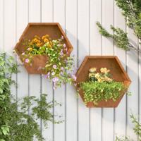 VidaXL Plantenbakken wandmontage 2 st 46x10x40 cm cortenstaal roestig - thumbnail