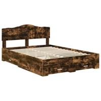 Bedframe met hoofdeinde Gerookt eiken 140 x 190 cm Bewerkt hout - thumbnail