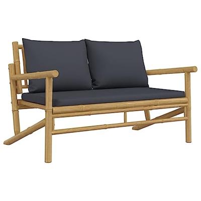 2-delige Loungeset met kussens bamboe donkergrijs