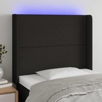 Hoofdbord LED 93x16x118/128 cm stof zwart - thumbnail