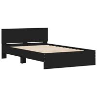 Bedframe met hoofdeinde zwart 135x190 cm - thumbnail