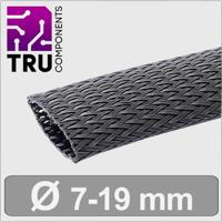 TRU COMPONENTS TC-13377552 T24CA104 Gevlochten slang Zwart Polyester 7 tot 19 mm per meter - thumbnail