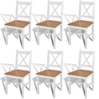 Eetkamerstoelen 6 st grenenhout wit - thumbnail