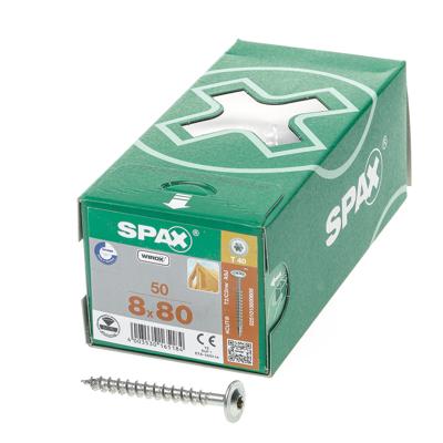 SPAX 251010800805 SPAX-T-T Houtschroef 8 mm 80 mm Torx, Binnen-T Staal Galvanisch verzinkt 50 stuk(s)