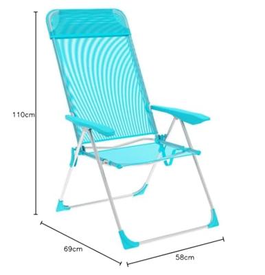 Marbueno Klapstoel 5 Posities Aluminium met Kussen Zeegroen Strand en Zwembad 69X58X110 cm 10311