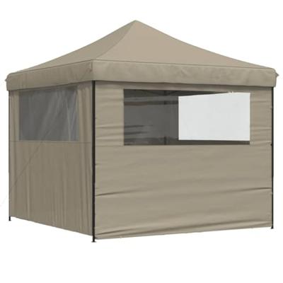 Partytent inklapbaar pop-up 3x3 mtr met 4 zijwanden taupe