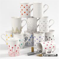 Creativ Company Glas- & porseleinstiften, lijndikte 1-2 mm, semi-dekkend, diverse kleuren, 12 stuk/ 1 doos - thumbnail