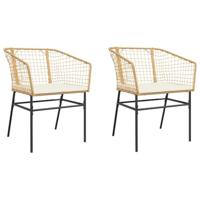 Tuinstoelen 2 st met kussens poly rattan bruin - thumbnail