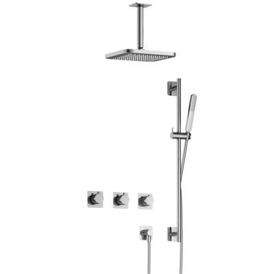 Hotbath Gal - Inbouw Regendoucheset - Chroom - 2 Stopkranen - Thermostatisch - Plafondbuis 15 cm - Hoofddouche 220 mm - Staafhanddouche - Glijstang 900 mm - V02
