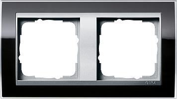 Gira Event Clear Zwart / Aluminum 2-voudig