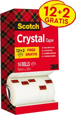 Scotch Plakband Crystal ft 19 mm x 33 m, doos met 14 rolletjes (12 + 2 gratis) Scotch Plakband Crystal ft 19 mm x 33 m, doos met 14 rolletjes (12 + 2 gratis)
