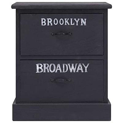 Nachtkastjes 2 st 38x28x45 cm paulowniahout zwart