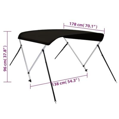Biminitop 2 bogen 178x138x96 cm zwart Biminitop 2 bogen 178x138x96 cm zwart
